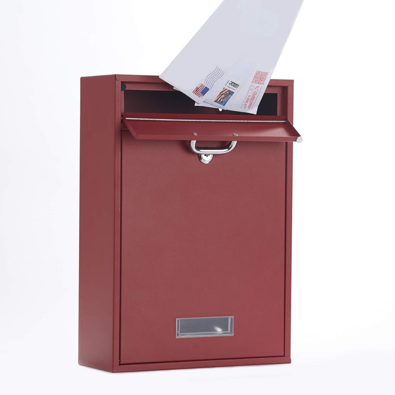 Yulli Wall Mounted Locking Vertical Dropbox Mailbox - Safe and Secure | Made with Galvanized Steel (Large, Red) - Image 5